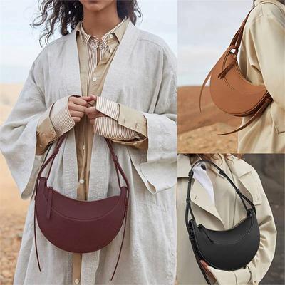 New French Niche Design High-end Texture Crossbody Crescent Bag Women's Genuine Leather Armpit Saddle Bag