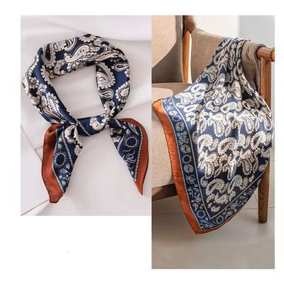 70Cm Small Square Simulated Silk Feminine Scarf Hijab Female Headband Kerchief Luxury Neck Tie Shawl Wrap