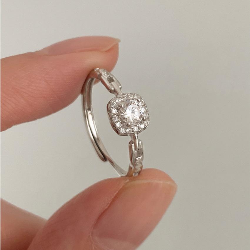 Over 120 Styles Korean style zircon diamond ring women's 925 sterling silver spring and summer niche light luxury high-end index finger ring open ring