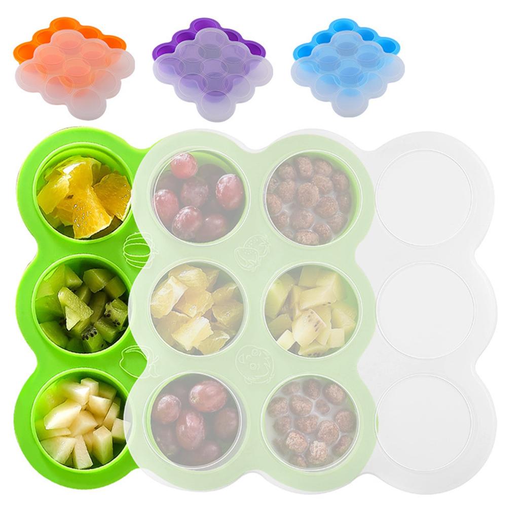 Vassoio per congelatore per alimenti per bambini in silicone con coperchio a clip Contenitore perfetto per alimenti per bambini fatti in casa, puree di frutta e verdura