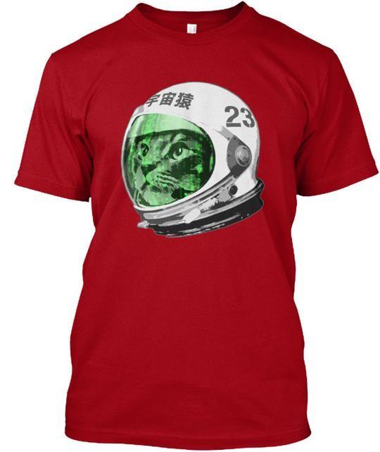 Astronaut Space Cat Green Screen Versio T-Shirt Made in the USA Size S to 5XL L