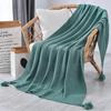 Knitted Blankets for Bed Sofa Bohemian Blanket with Tassel Thick Warm Crocheted Bedding Throw Cover for Travel Picnic Office Nap