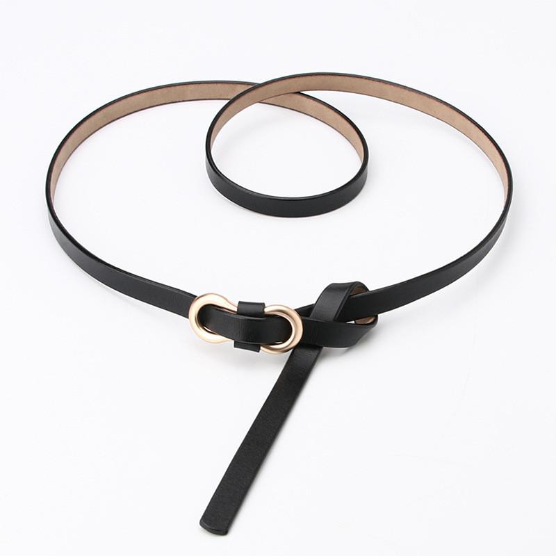 Womens Faux Leather Thin Belt With Knot Closure For Street Style And Daily Wear