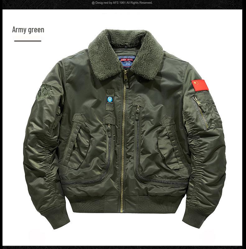 Herren Winter Fliegerjacke - Dicker Samt, Retro Revers, Taktischer Baseball Stil