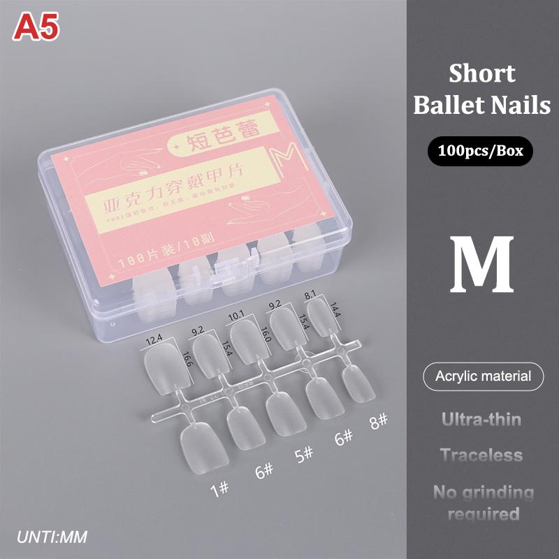 100Pcs/Box Matte Fake Nails No Polishing Press On False Nails Medium Short Design High Matt Soft Gel Nail Tips For Extension