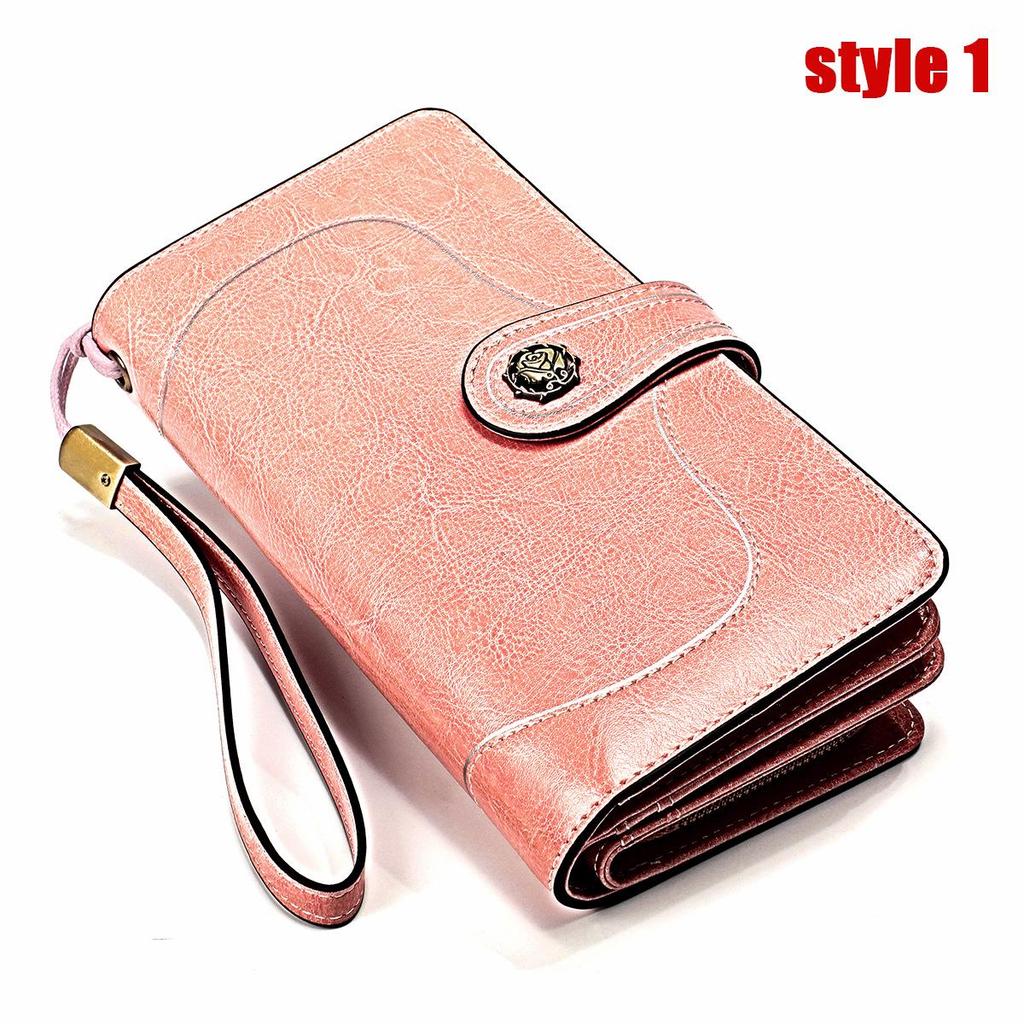 Vintage RFID Retro Genuine Leather Women's Long Clutch Wallet