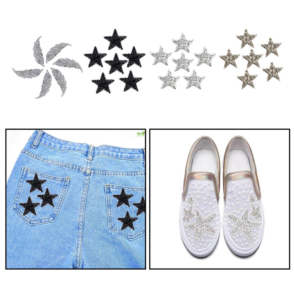 6pcs Rhinestone Star Patches Applique Patches Clothes Stick Sticker Badge