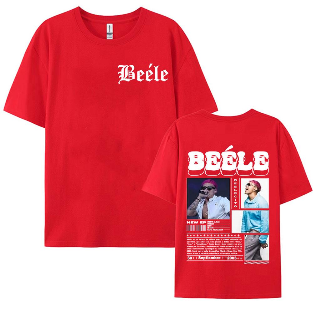 Rapper Beelecito Album Tour 2025 Double Sided Printed Tee Shirt for Men Hip Hop Vintage T Shirt Unisex Casual Tshirt Streetwear