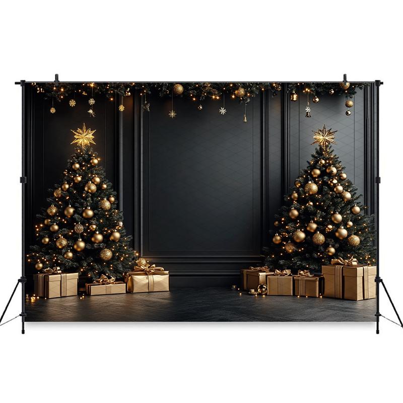 Christmas Tree Big Background For Photography Gold Ball Baby Shooting Props Home Gift Room Decoration Backdrop Studio Photobooth