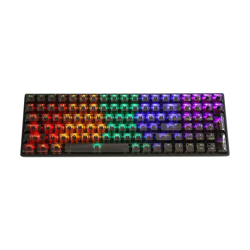 

Y-FRUITFUL K10 100 Keys Type-C Wired Mechanical Keyboard with RGB Light,Transparent Black+Blue Switch As Shown A