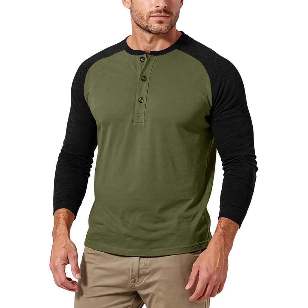 Men's Casual Solid Color Buckle Quick Dry Shoulder  Long Sleeved