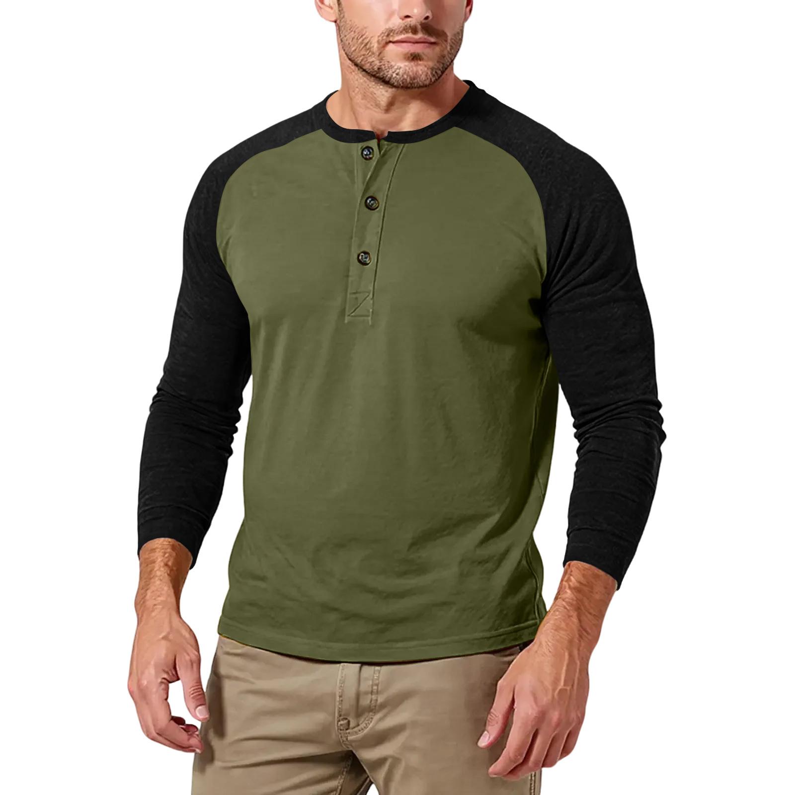 

Men s Casual Solid Color Buckle Quick Dry Shoulder Long Sleeved S