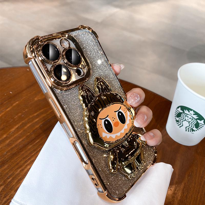 Suport tip oglindă pentru husă iPhone 17, Folie pentru lentilă iPhone 15 Pro Max, Rezistent la cădere iPhone 14, Desen animat iPhone 13, Design pentru femei iPhone 12
