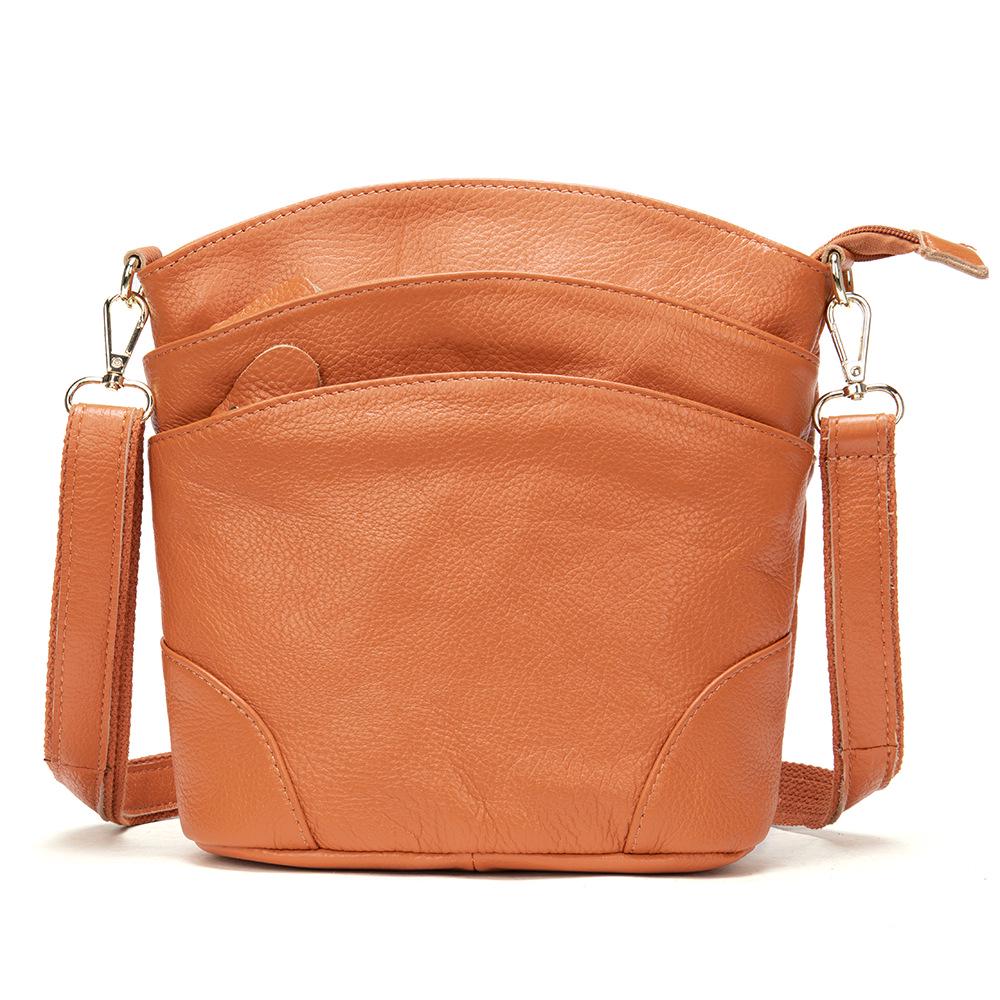 Women's Genuine Leather Bucket Bag - Autumn/Winter Fashion for Middle-Aged Moms