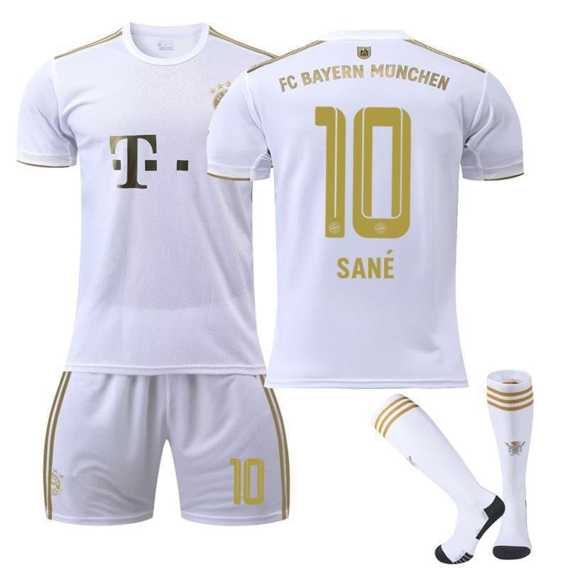 2223 Bayern Away White Nr. 17 Mane 4 Dericht 25 Muller Trikot Fußball Uniform Set Sportbekleidung