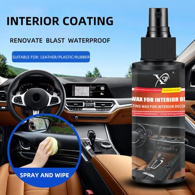 Car Interior Coating Spray Leather Plastic Rubber Renovate Waterproof Instant Refreshment Long-lasting Shine