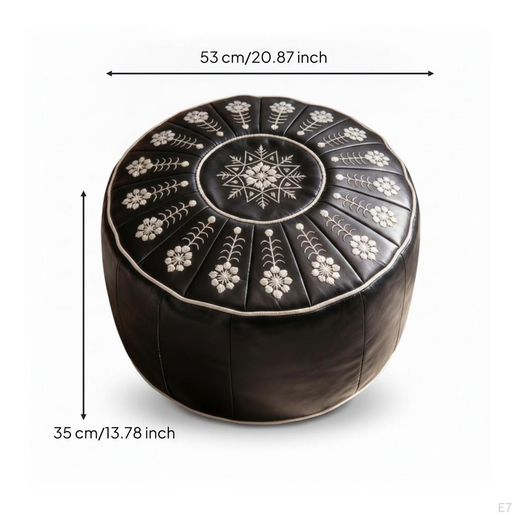 Storage Ottoman Embroidery Round Footstool