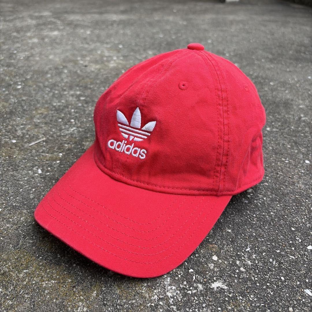 Used adidas Originals Original Red Trefoil Logo Embroidery Hat