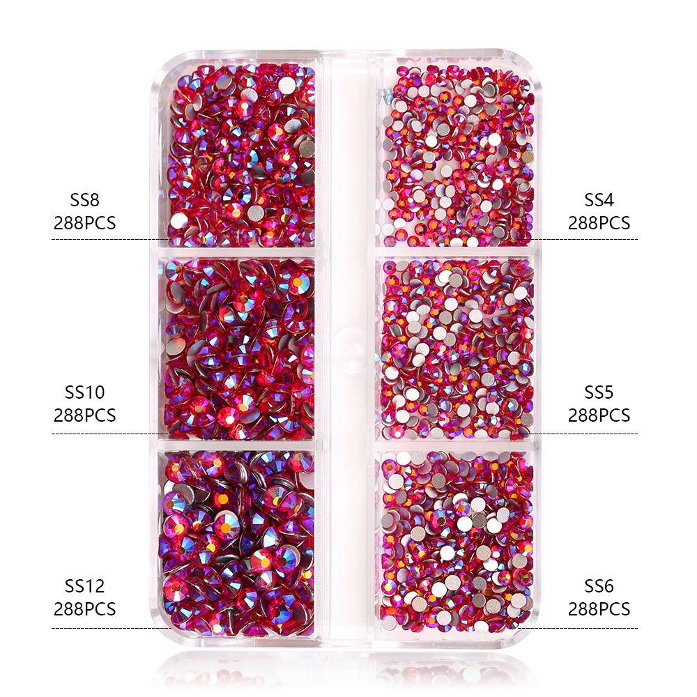 Ss4-Ss12 Boxed Nail Art, Flat Bottom Rhinestone Diy Nail Art Diamond Nail Decorative Accessories 1728 Pcs