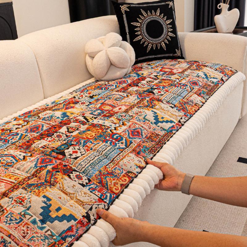 Bohemian Style Sofa Couch Mat Thick Anti Slip Sofa Cover Autumn Winter Soft Dust Protection Pad Window Seat Cushion Multi-purpose Universal Cover