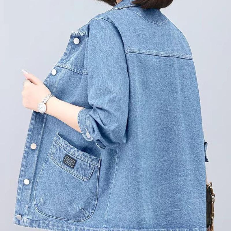 Spring and Autumn Women's Denim Jacket Casual Large Size Middle-aged Mother Short Denim Jacket