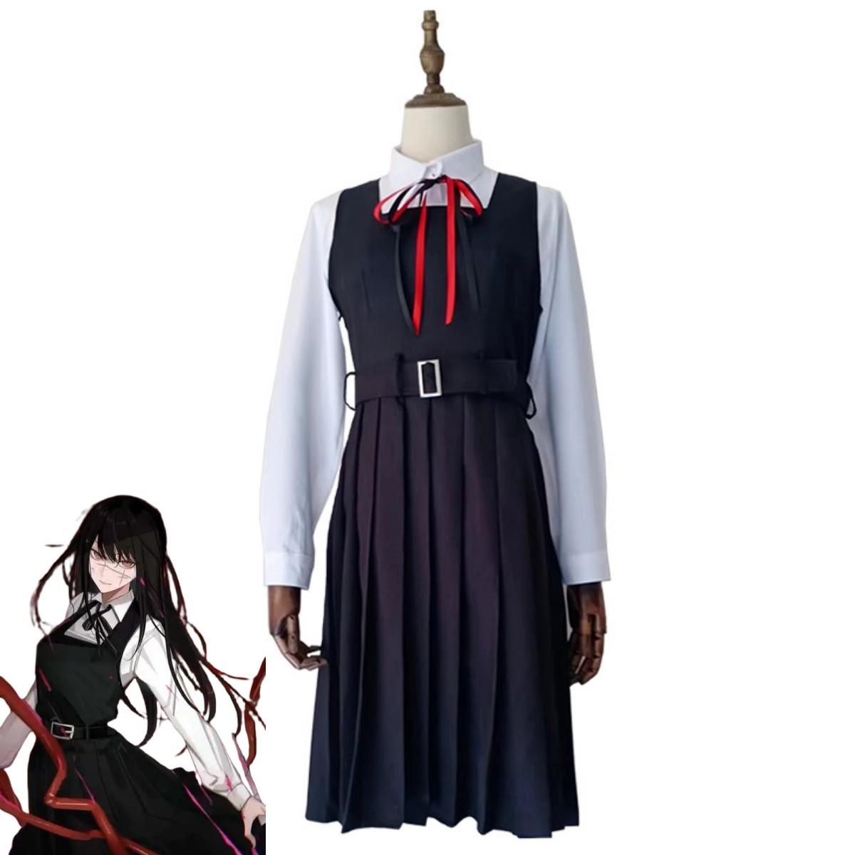 Anime Chainsaw Man Mitaka Asa Costume Cosplay Japon et Corée du Sud Uniforme Scolaire JK Chemise Robe Perruque Femme Mignon Costume Campus XXXL&Chainsaw Man gray