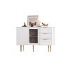 Armoire - MUVOE - 3 Tiroirs - 2 Portes Coulissantes - Blanc - Design Contemporain