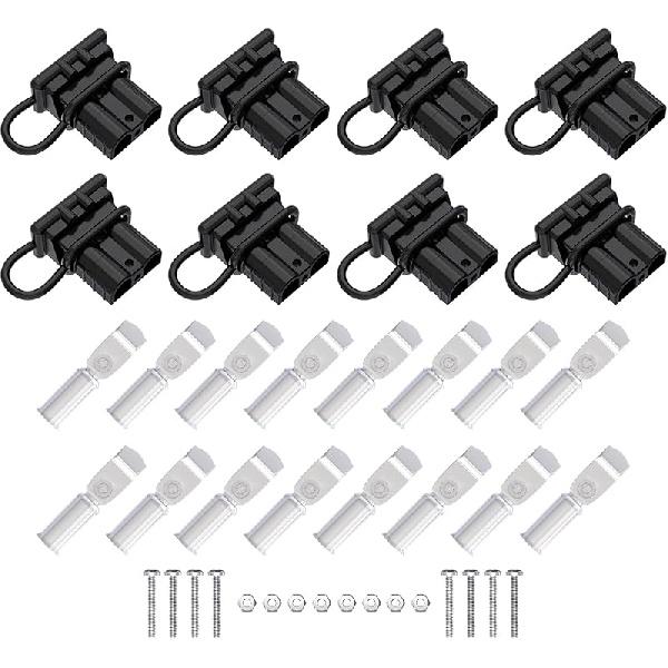 8 Pcs 6-10 Gauge Anderson Connector Plug 50A 12-36V Battery Quick Connector Red Battery Quick Disconnect Wire Harness Plug Kit For Winch Car Auto