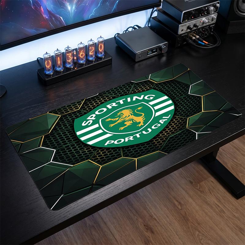 Sporting CP FC Theme Pattern Mouse Pad, Soccer Logo Design XXL Gaming Desk Mat Non-Slip Computer Mouse Pad