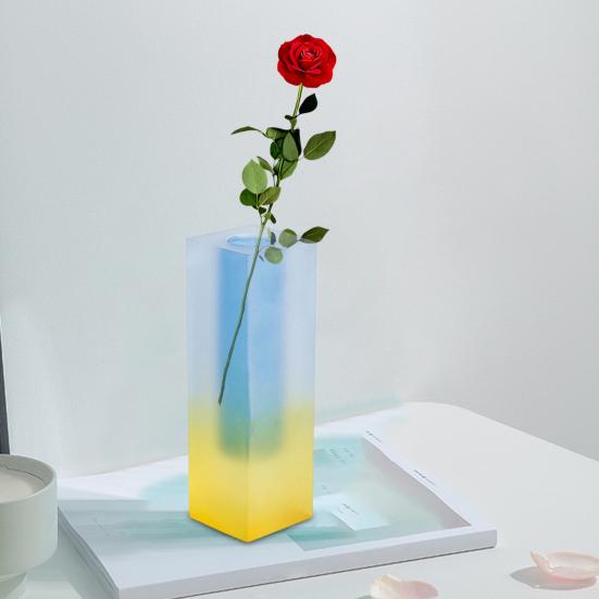 Cuboid Vase Light Luxury European Style Faux Crystal Matte/Smooth Container Ornament Romantic