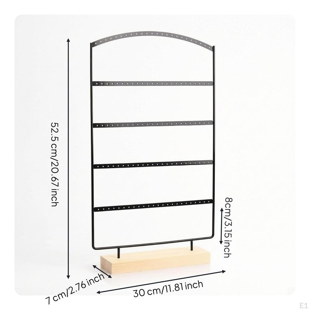 Earring Display Stand 4Tier Holder Tabletop Jewelry Rack with Wood Base for Women,