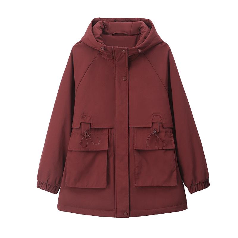 New Women's Mid-Length Velvet-Lined Winter Parka - Warm, Thick, Small Size Jacket