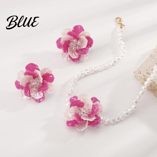 Fade-resistant Necklace Camellia Faux Pearl Choker Retro Flower Beaded Elegant