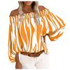 Women's Casual Striped Print Sexy One-Shoulder Long-sleeved Chiffon Shirt