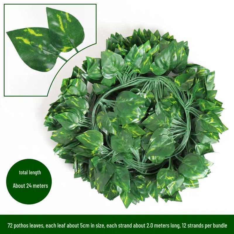 Artificial Rattan Vines for Pipe and Ceiling Decoration - Fake Green Leaves