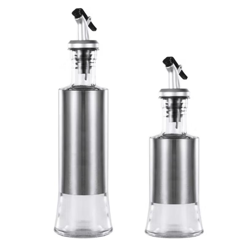 SIFAR Stainless Steel Glass Seasoning Bottles 4-Pack