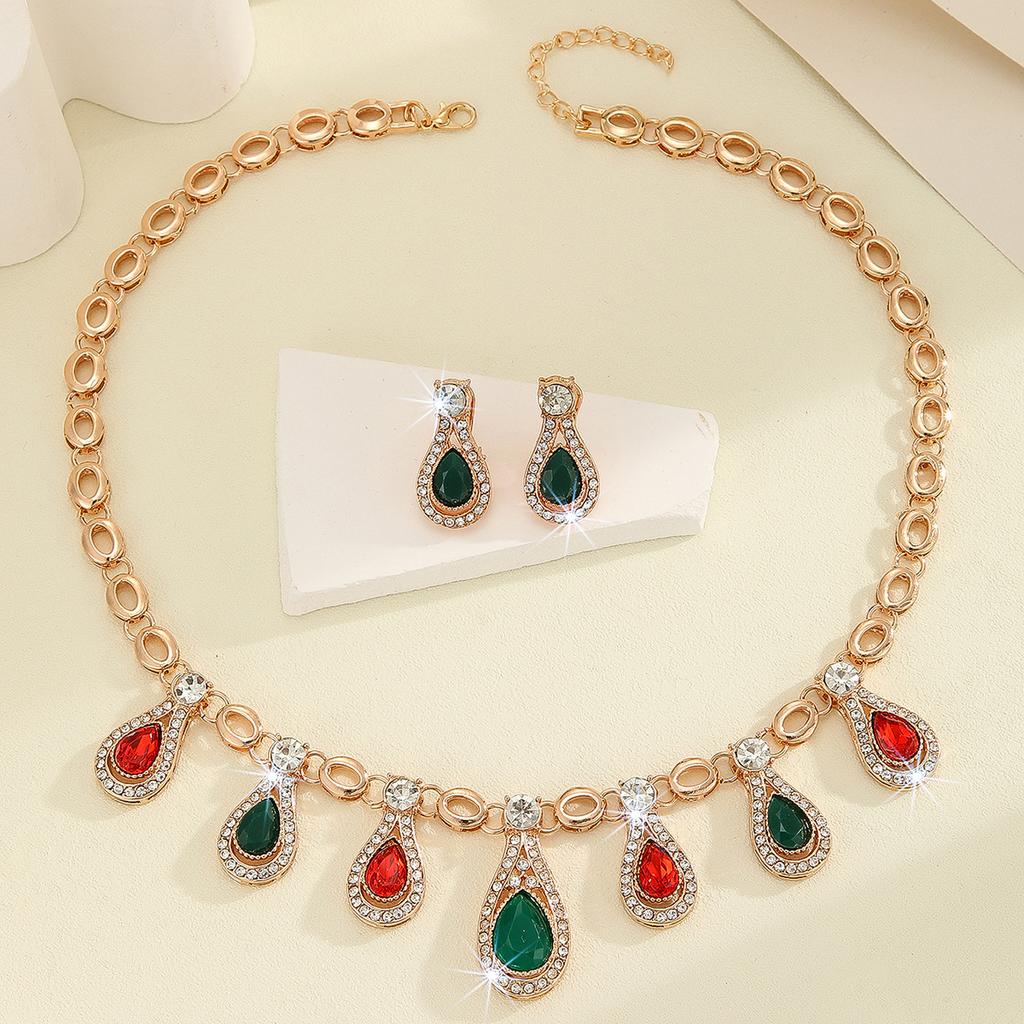 Vintage Colored Necklace Earring Set
