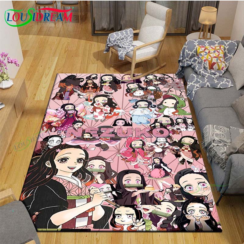Fashion Hot Cartoon K-Kamado Nezuko Printed Carpets Living Room Anti-Skid Area Rug Kids Bedroom Mats Yoga Mat Large Carpet Decor
