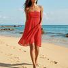 Women's Strapless Tube Top Sundress Casual Beach Swimsuit Cover Up Soft Stretchy Elastic Swimwear Midi Dress