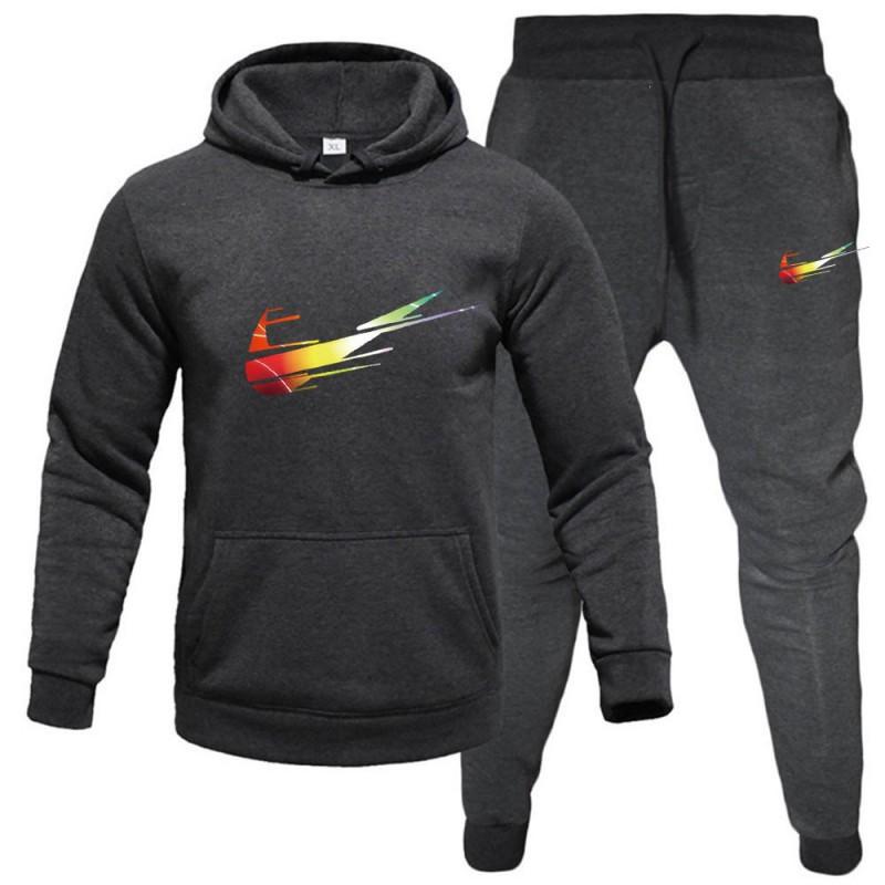 Mens Tracksuit Set Long Sleeve Hoodie Sweatshirt Sweatpants Casual Sportswear Youth Fashion