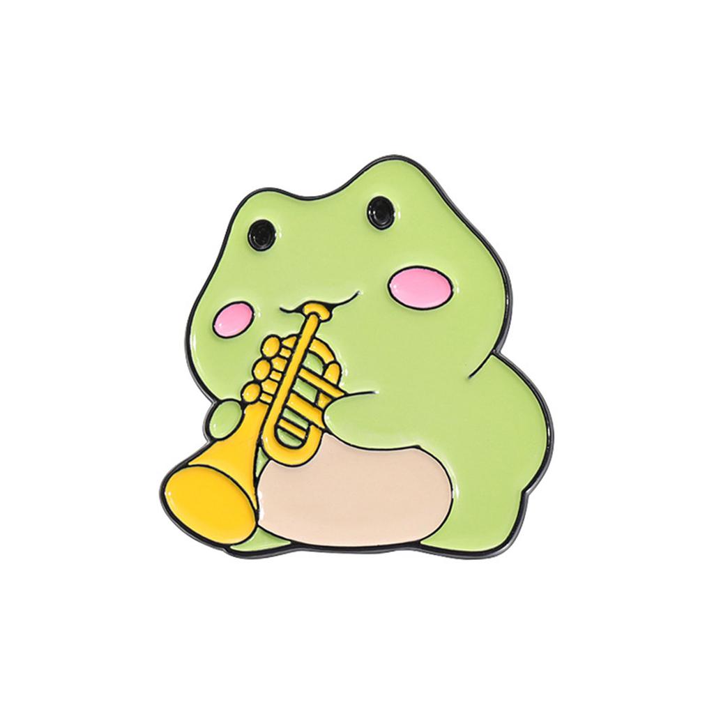 Cute Frog Band Enamel Pins Adornment Unique Animal Musician Brooches Lapel Badges For Kids And Friends Jewelry Gift
