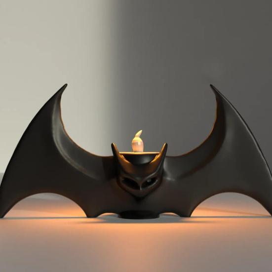 1/2 szt. Halloweenowy świecznik w kształcie nietoperza Upiorny drukowany w 3D czarny stojak na świece z nietoperzem Świecznik Dekoracja centralna stołu domowego