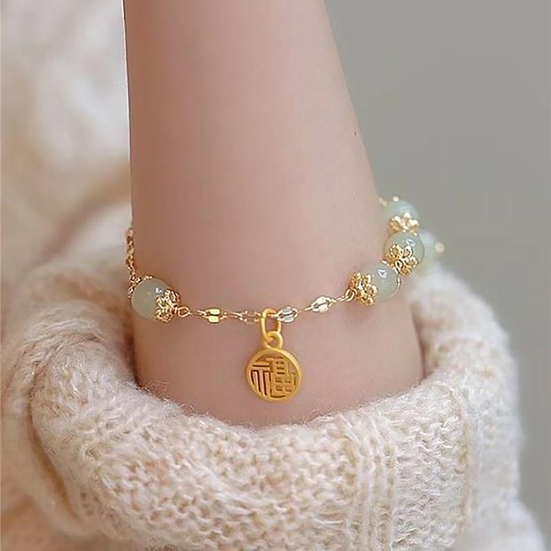 Fashion Exquisite Imitation Crystal Bracelet For Women Fu Character Lucky Blessing Bracelet Auspicious Jewelry Gifts