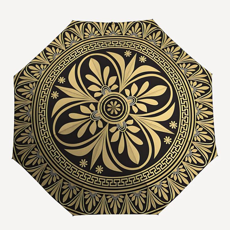 

1pc Floral Mandala Automatic Open/Close Umbrella, Windproof, Folding Compact Umbrella with Lightweight Design for Women/Men211
