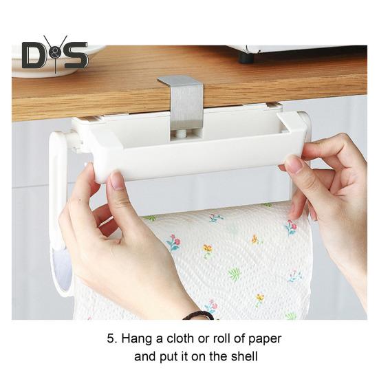 Retractable Paper Towel Holder Adjustable Length Simple Installation Roll Paper Holder Bathroom Kitchen Organizer