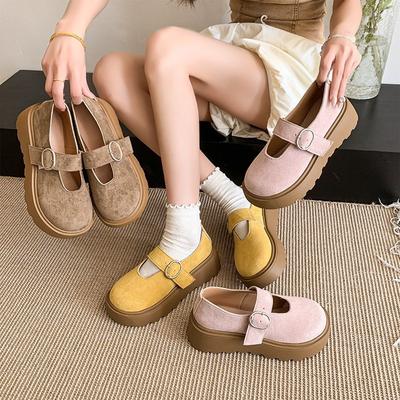 Thick-soled Women's Spring and Autumn New Muffin Thick-soled Shallow Mouth with Skirt Mary Jane Single Shoes Women