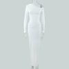 Sexy Young Woman Dress With Spliced Milk Silk Fabric And Pleated Long Sleeves For Casual Autumn Wear