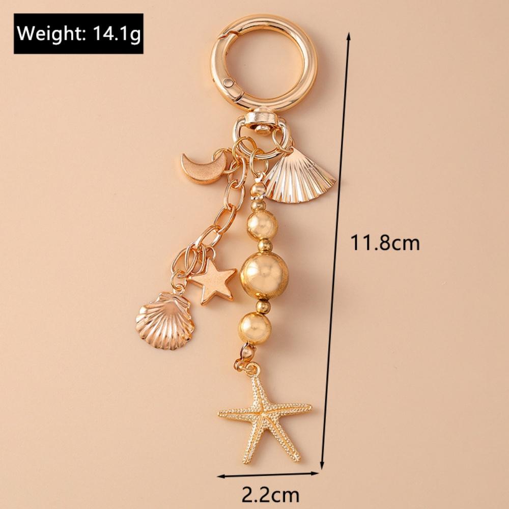 Key Ring Pendants For Women Girls Handbag Decor  Handmade Jewelry Gifts Alloy Love Heart Key Chain Shell Starfish