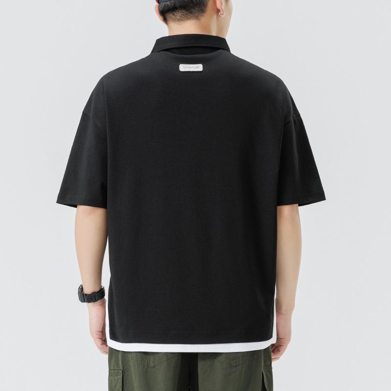 Men's Short-sleeved POLO Shirt Summer Heavy T-shirt Men's Lapel Thin Short T-top