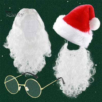 Sada vousů a paruky Santa Clause Bílá Kudrnatá Vánoční Kostýmová Paruka Autentický Styl Santa Clause Vánoční Cosplay Sada Vousů a Paruky